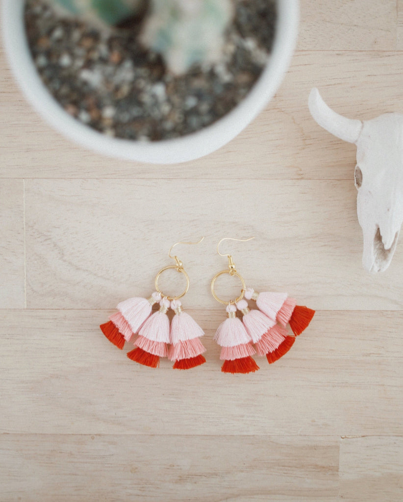 Candy Pink Pom Pom Earrings — Brenda Sullivan Design